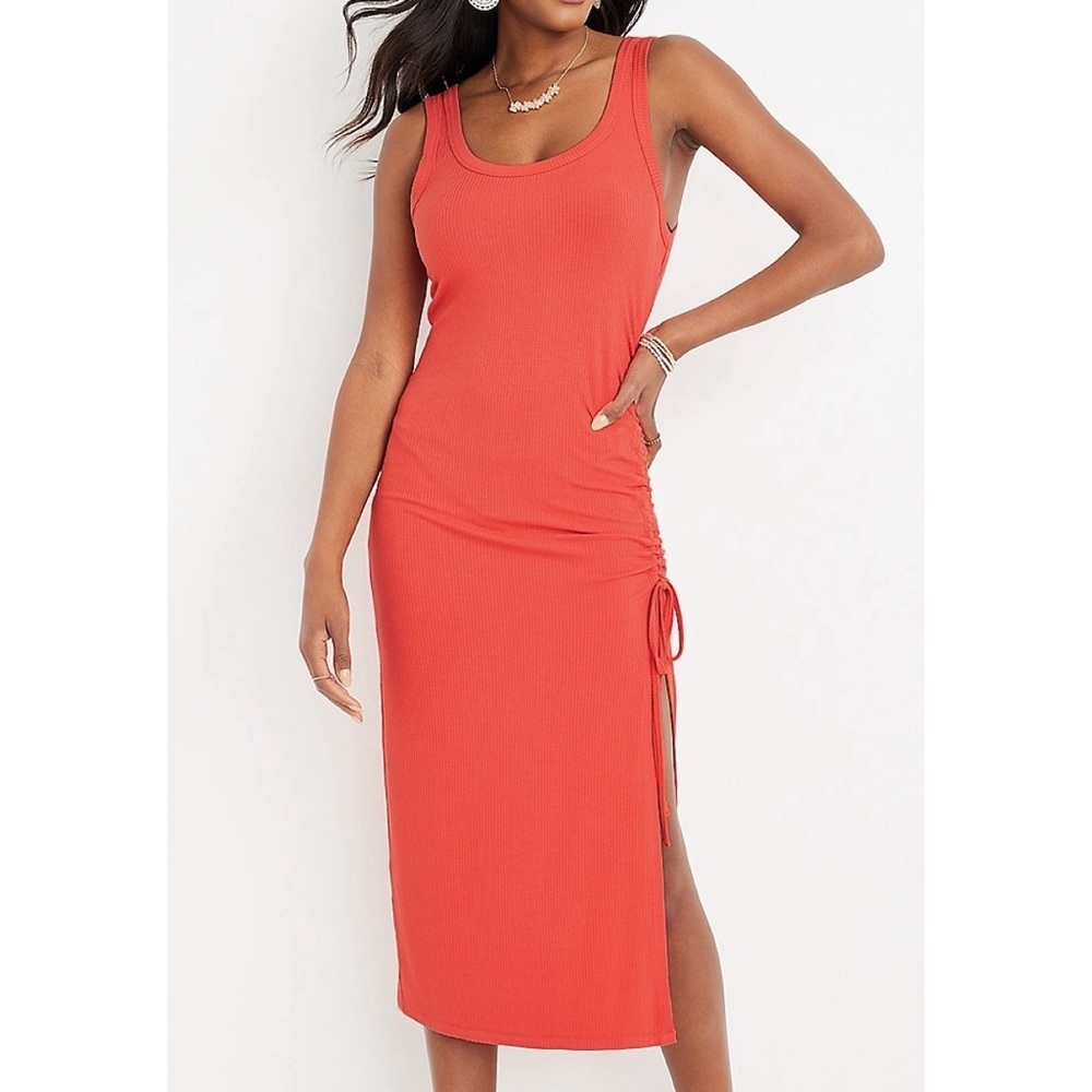 Maurice’s Solid Ribbed Cinched Side Midi Dress